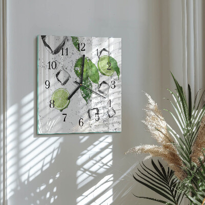 Pendule carrée en verre Citrons verts