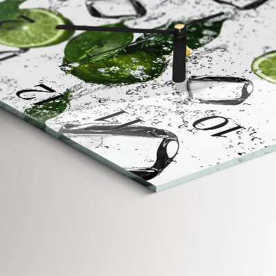 Pendule carrée en verre Citrons verts