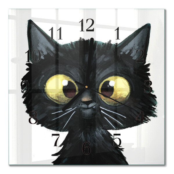 Horloge murale carrée Chat noir