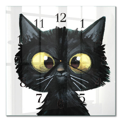 Horloge murale carrée Chat noir