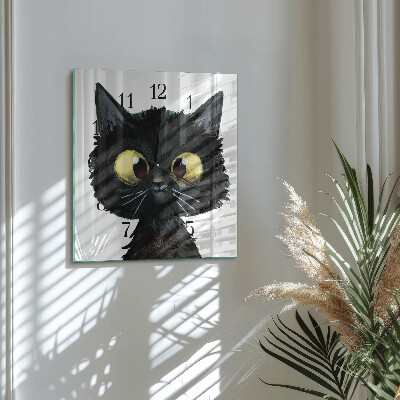 Horloge murale carrée Chat noir