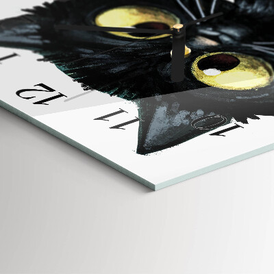 Horloge murale carrée Chat noir