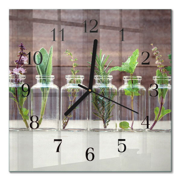 Pendule carrée en verre Herbes