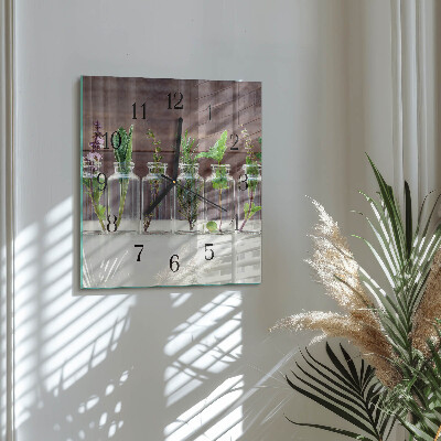 Pendule carrée en verre Herbes