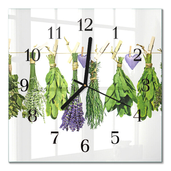 Pendule carrée en verre Herbes