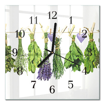 Pendule carrée en verre Herbes