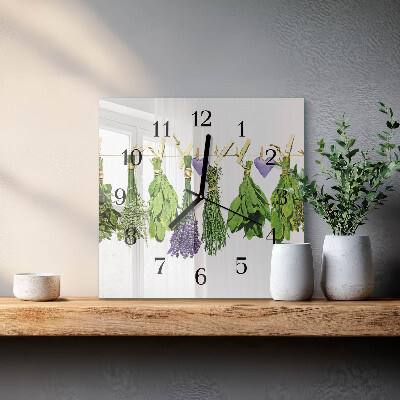Pendule carrée en verre Herbes