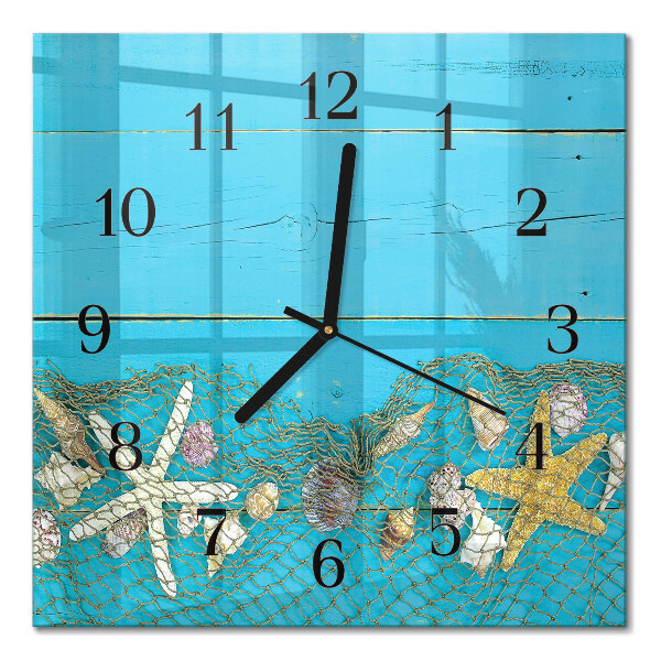 Pendule carrée en verre Trésors de la mer
