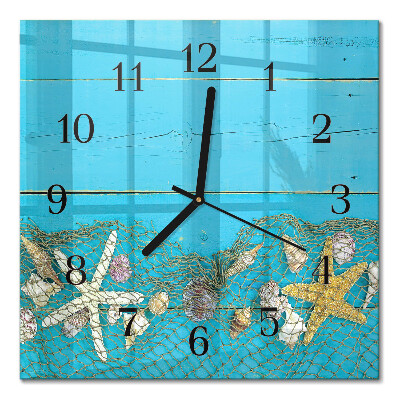 Pendule carrée en verre Trésors de la mer