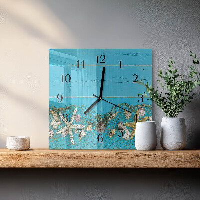 Pendule carrée en verre Trésors de la mer