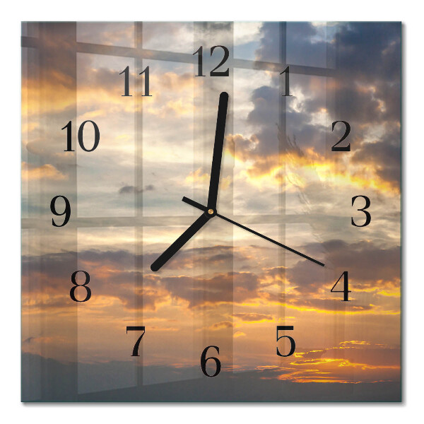 Pendule carrée en verre Coucher de soleil