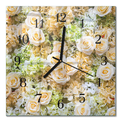 Horloge murale carrée Fleurs élégantes