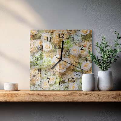 Horloge murale carrée Fleurs élégantes