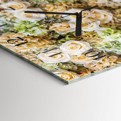 Horloge murale carrée Fleurs élégantes