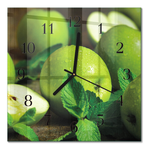Pendule carrée en verre Pommes vertes