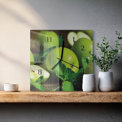 Pendule carrée en verre Pommes vertes