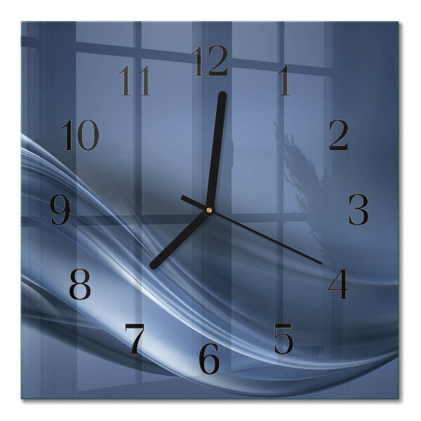 Pendule carrée en verre Vagues bleues