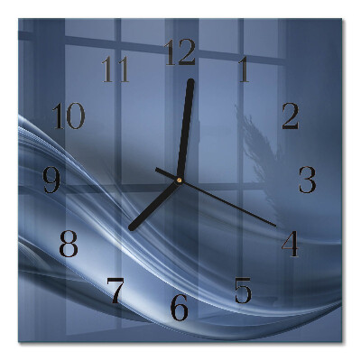 Pendule carrée en verre Vagues bleues