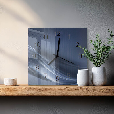 Pendule carrée en verre Vagues bleues