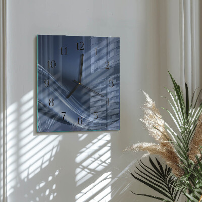 Pendule carrée en verre Vagues bleues