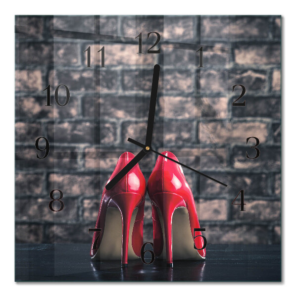 Pendule carrée en verre Talons hauts rouges