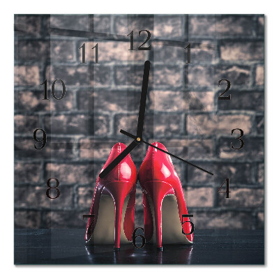 Pendule carrée en verre Talons hauts rouges