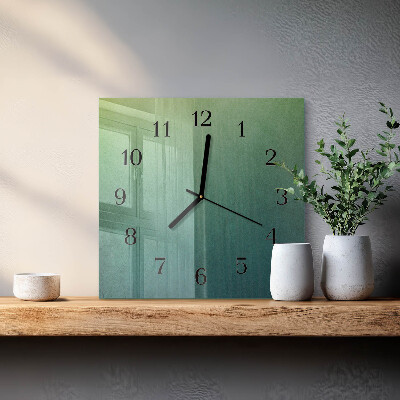 Pendule carrée en verre Dégradé vert