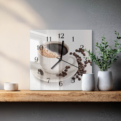 Pendule carrée en verre Une tasse de café