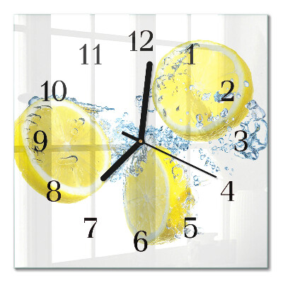 Pendule carrée en verre Citrons
