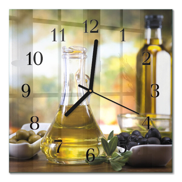 Pendule carrée en verre Huile d'olive