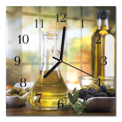 Pendule carrée en verre Huile d'olive
