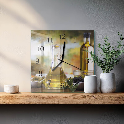 Pendule carrée en verre Huile d'olive