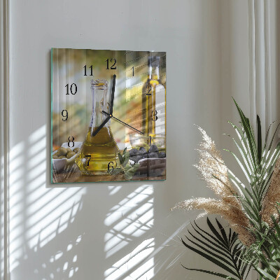 Pendule carrée en verre Huile d'olive