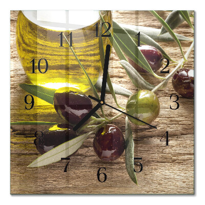 Pendule carrée en verre Huile d'olive