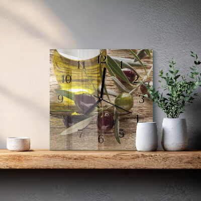 Pendule carrée en verre Huile d'olive