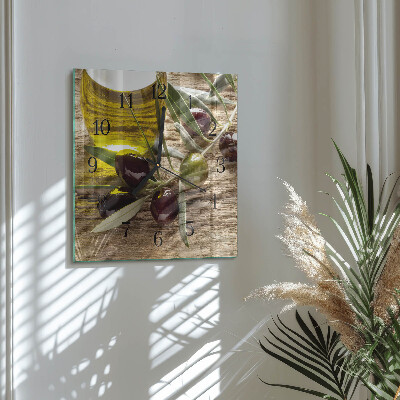 Pendule carrée en verre Huile d'olive