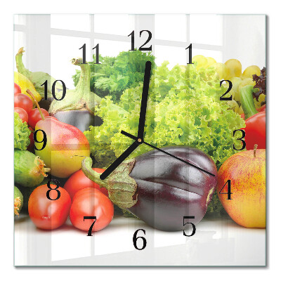 Pendule carrée en verre Légumes