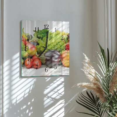 Pendule carrée en verre Légumes