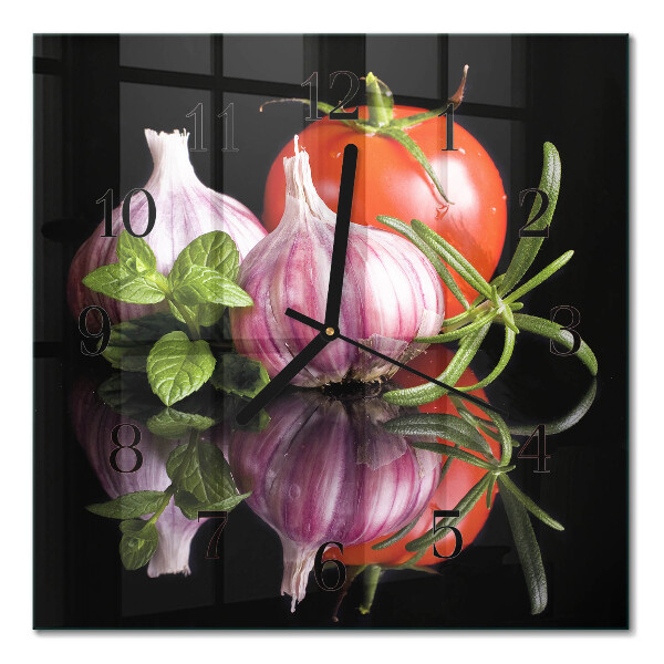 Pendule carrée en verre Tomate ail