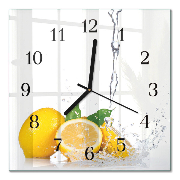 Pendule carrée en verre Citrons
