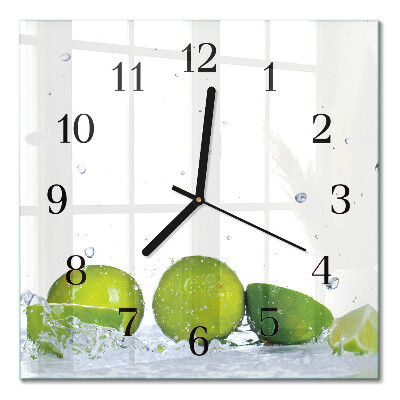 Pendule carrée en verre Citrons verts