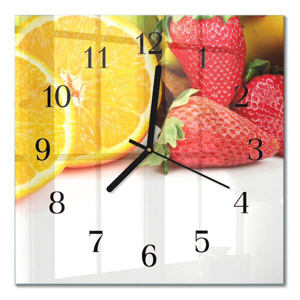 Pendule carrée en verre Fruit