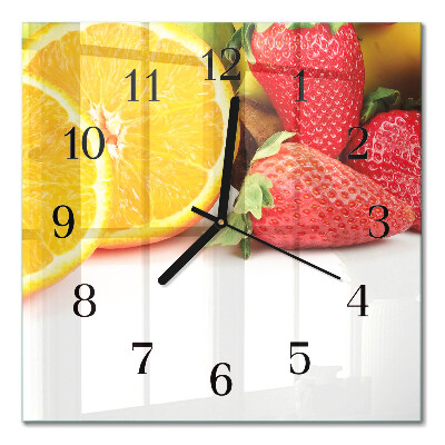 Pendule carrée en verre Fruit