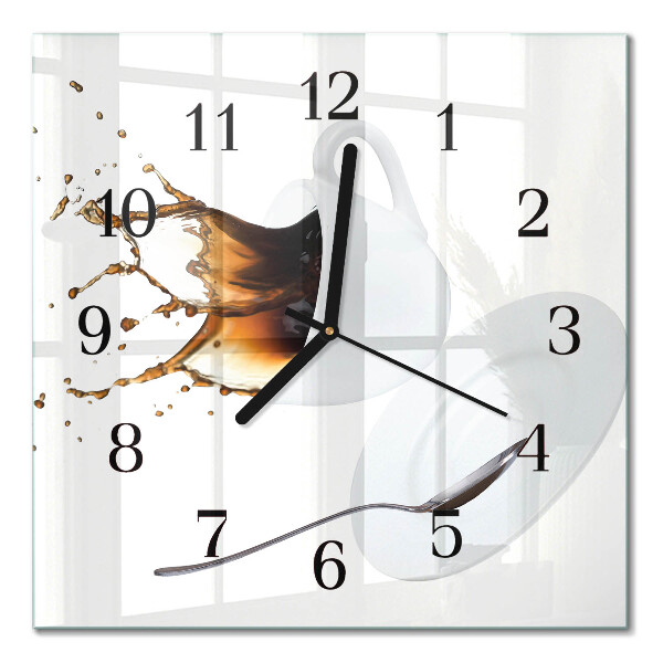 Pendule carrée en verre Une tasse de café