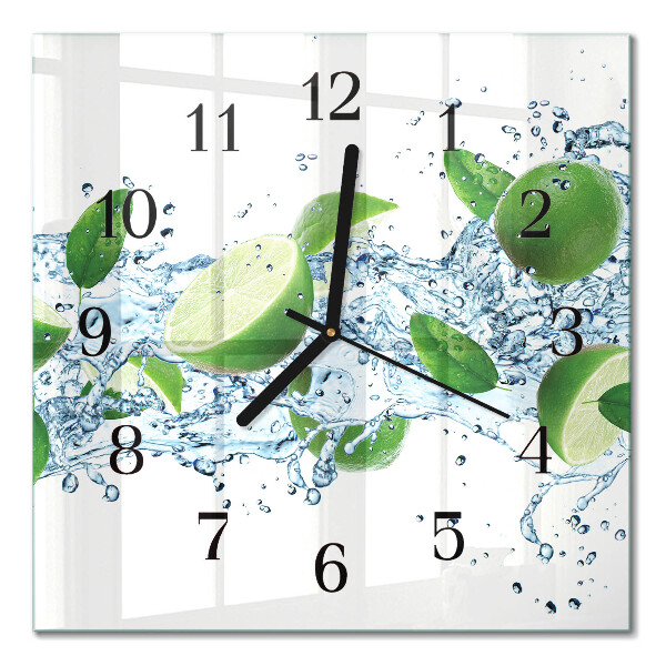 Pendule carrée en verre Citrons verts