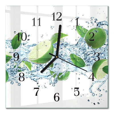 Pendule carrée en verre Citrons verts