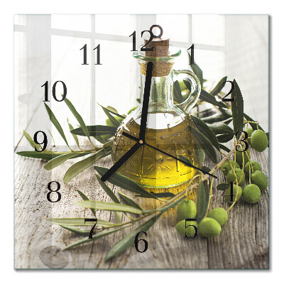 Pendule carrée en verre Huile d'olive