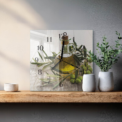 Pendule carrée en verre Huile d'olive