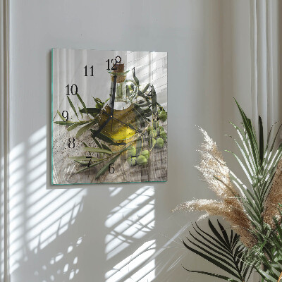 Pendule carrée en verre Huile d'olive