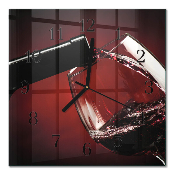 Pendule carrée en verre Un verre de vin